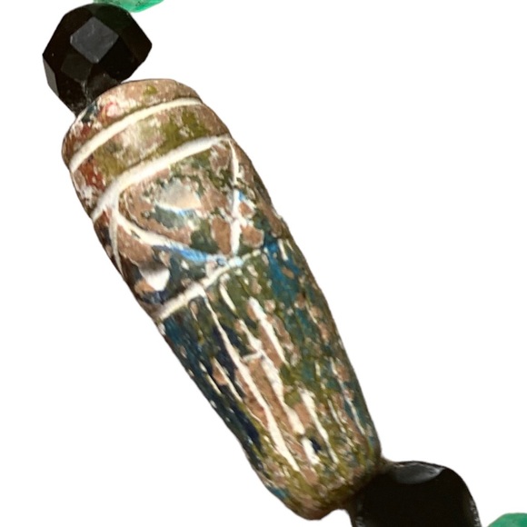 Gorgeous Black & Green Tribal Beaded Stretch Bracelet Unisex Mens or Women’s - Picture 11 of 13